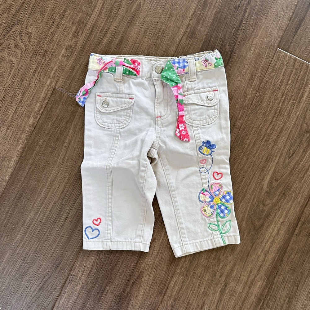 Vintage Toddler Girls Embroidered Patchwork Pants
